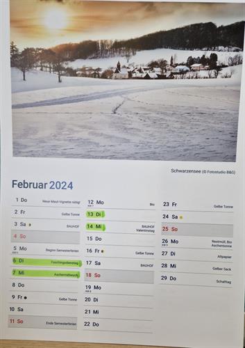 Kalender Korrektur Februar
